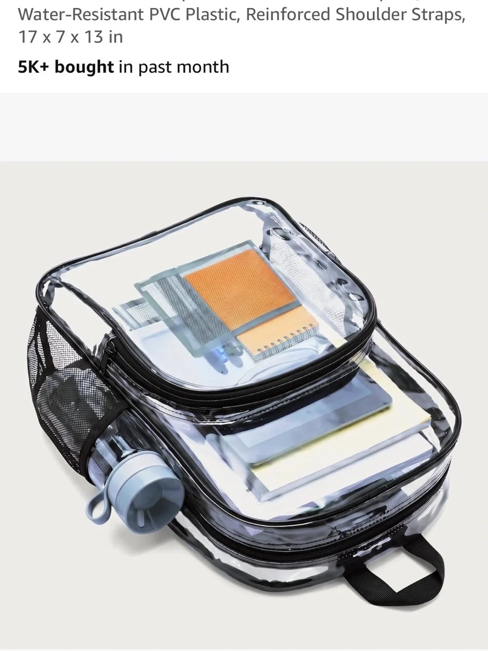 Clear Backpack – Transparent School Work Stadium Bag